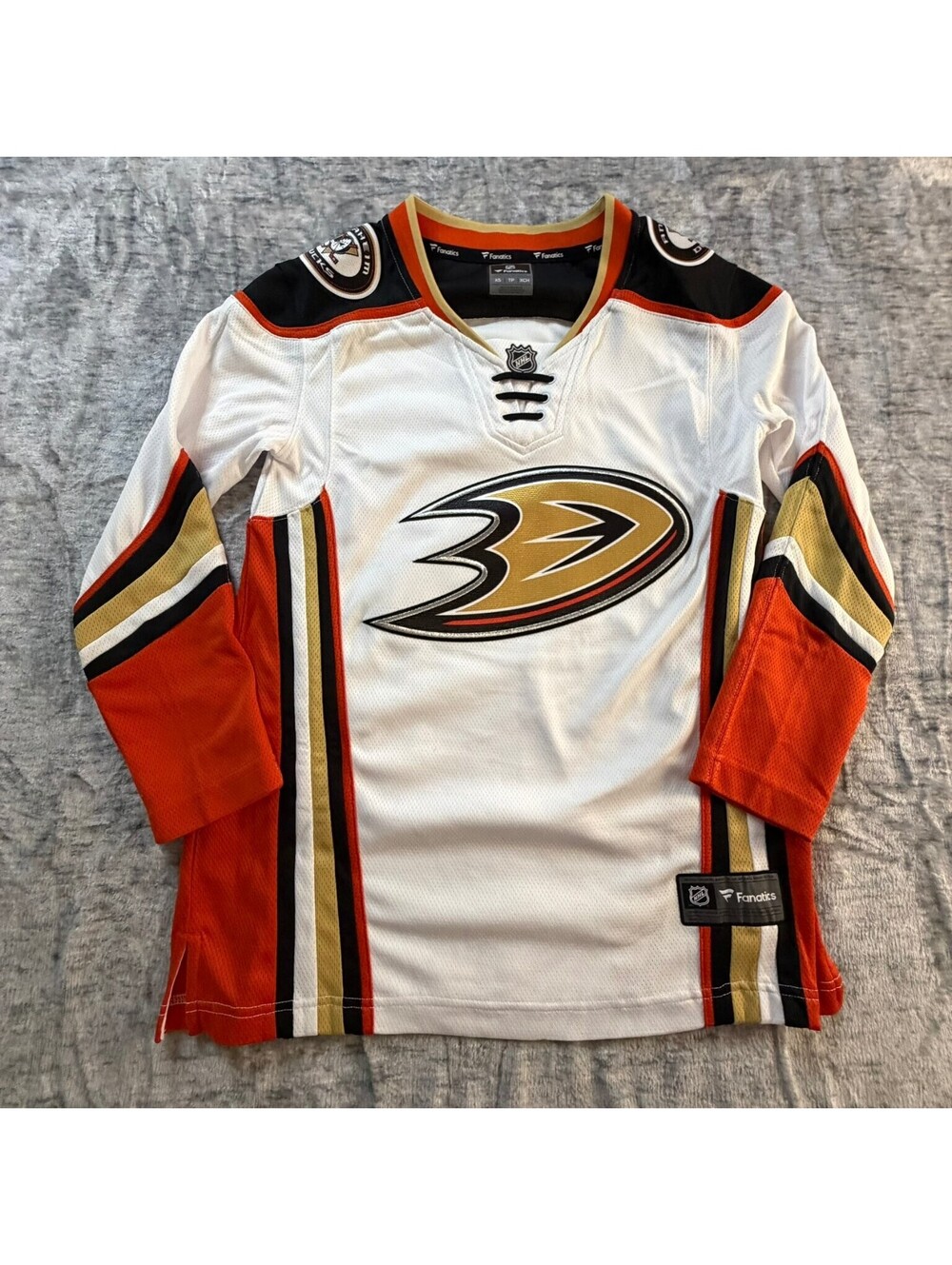Anaheim Ducks Hockey Jersey Fanatics Youth XS Replica Embroidered